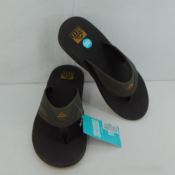 REEF Men's Flip Flops Fanning Brown Gum Bottle Sandal Opener Size 9 New - Picture 1 of 12